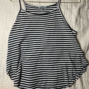 Black and white striped neck strap shirt